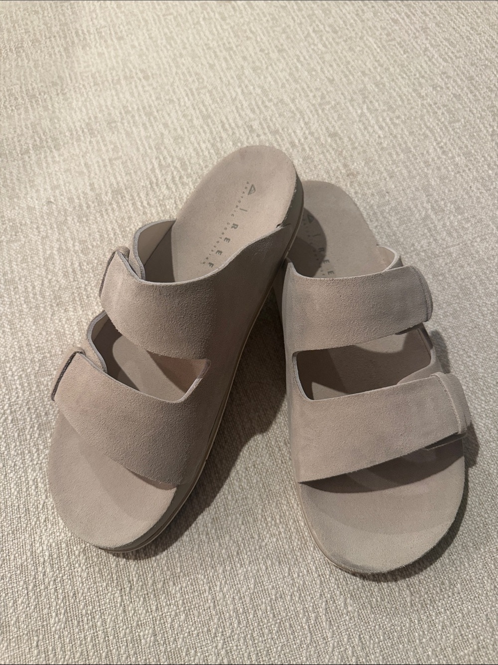 Reef Double-Strap Suede Slide Sandals in Beige - Picture 2 of 2
